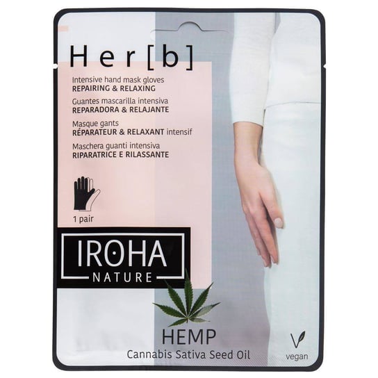 Iroha Nature, Naprawczo-relaksacyjna Maseczka W Płachcie Do Dłoni I Paznokci, Cannabis, 2x8g Iroha Nature