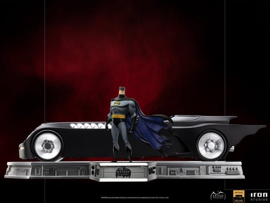 Iron Studio BATMAN ANIMOWANY - Batman i Batmobile - statuetka ArtScale Deluxe 1/10 Inna marka