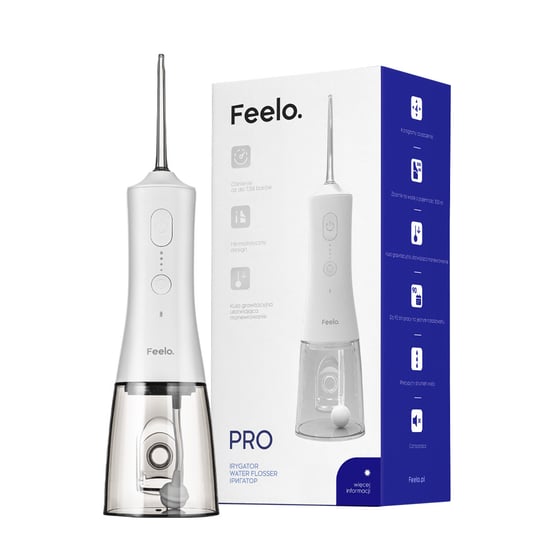 Irygator do zębów bezprzewodowy Feelo Pro White 4 tryby pracy zbiornik 300ml Feelo