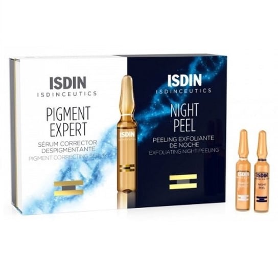 Isdin,Isdinceutics Day & Night Depigmenting Routine zestaw serum do twarzy + peeling złuszczający na noc 20 ampułek ISDIN