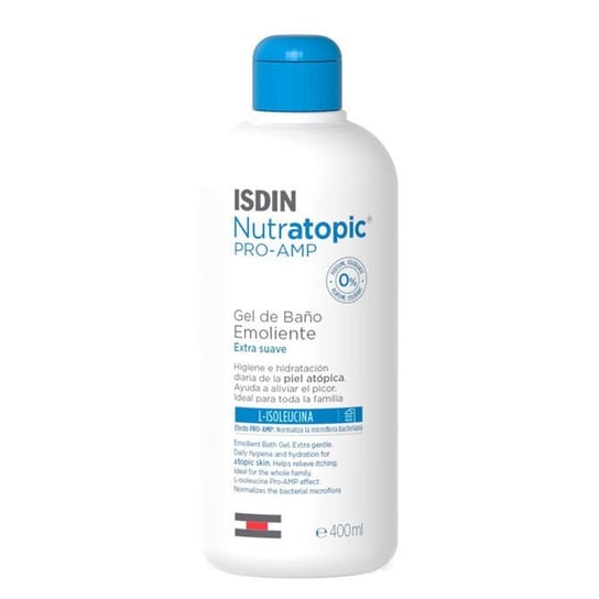 Isdin Nutratopic Pro-AMP Emollient Bath Gel Atopic Skin, Zmiękczający żel pod prysznic do skóry atopowej, 400ml ISDIN