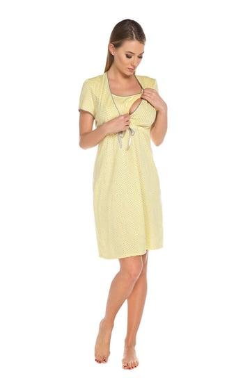 Italian Fashion, Felicita, Koszula nocna dla matek karmiących, krótki rękaw, rozmiar XL, Żółty Italian Fashion