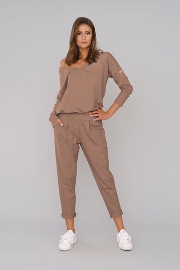 Italian Fashion Komplet damski dresowy KARINA długie spodnie długi rękaw camel - XL Italian Fashion