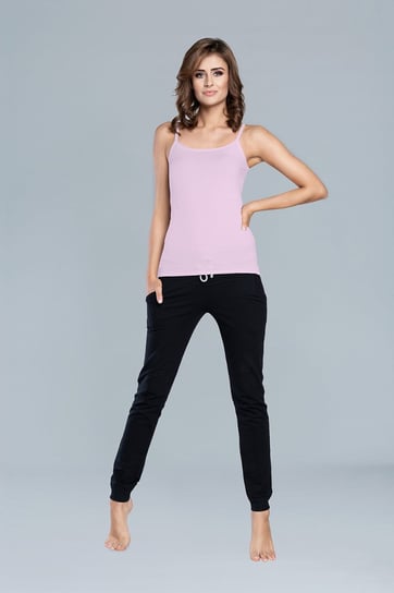 Italian Fashion Koszulka damska IBIZA wąskie ramiączko róż jogurtowy - L Italian Fashion