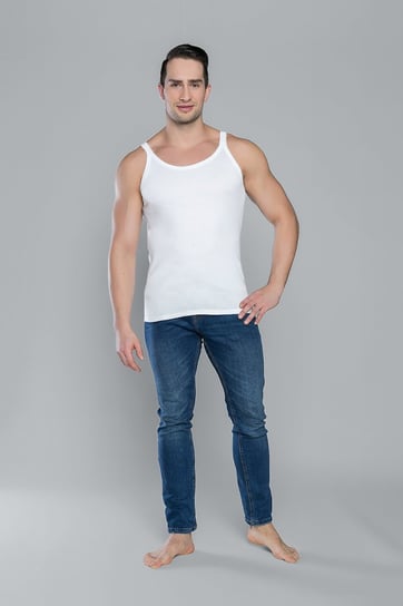 Italian Fashion Podkoszulek męski PACO wąskie ramiączko biały - M Italian Fashion