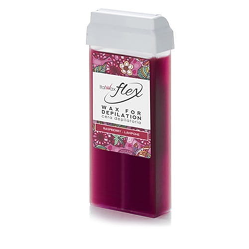 ItalWax Flex Raspberry (Malina) wysokoplastyczny aromatyczny wosk z dwutlenkiem tytanu do depilacji w rolce 100ml do depilacji dużych obszarów owłosienia ItalWax