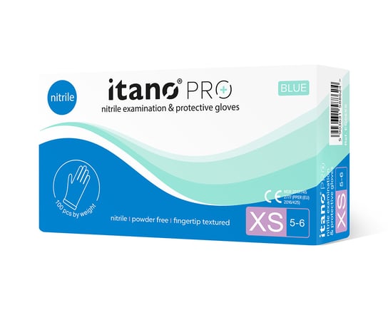 Itano Pro, Rękawice nitrylowe bezpudrowe XS, 100 szt. Itano Pro