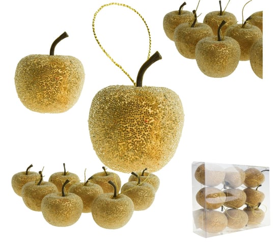 Jabłka Zawieszki Na Choinkę Złote Brokatowe Bombki MARTOM