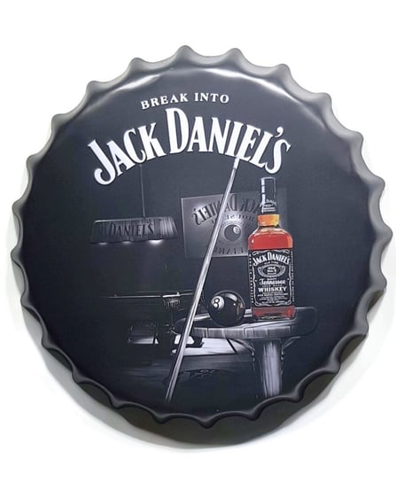 Jack Daniels Kolorowa Butelka Czarne Tło Bilard Blaszany Kapsel Duży 40Cm Tłoczenia Inna marka