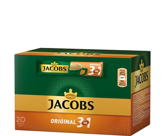 Jacobs, kawa rozpuszczalna Jacobs Original 3 w 1 w saszetkach, 20 saszetek Jacobs