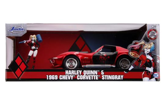 Jada, pojazd 1:24, Chevroleta 1969 Chevy Corvette Stingray z figurką Harley Quinn, Jada