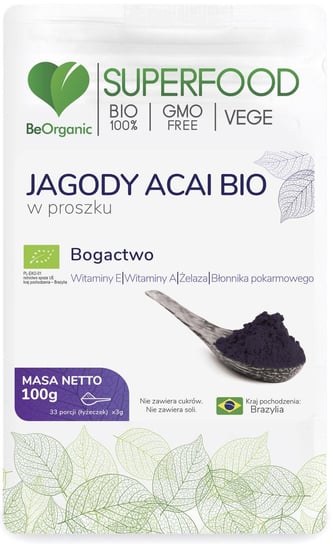 Jagody Acai BIO w proszku BeOrganic 100 g BeOrganic