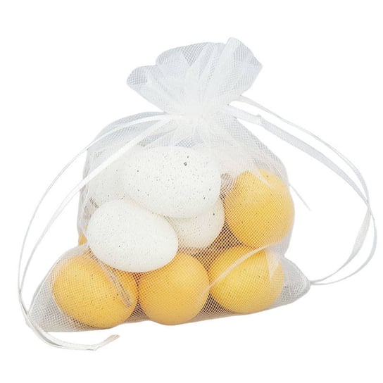Jajka plastikowe 5cm nakrapiane z zawieszką 12szt miks żółty AKCES