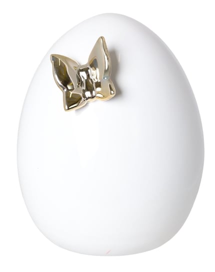 Jajko ceramiczne wielkanocne białe ze złotym motylkiem mini 6,5x6,5x8cm  15510-8 Ewax