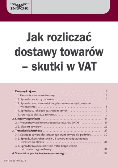 Jak rozliczać dostawy towarów – skutki w VAT - ebook PDF Jasiński Marcin