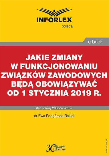 Jakie zmiany w funkcjonowaniu związków zawodowych będą obowiązywać od 1 stycznia 2019 r. Podgórska-Rakiel Ewa