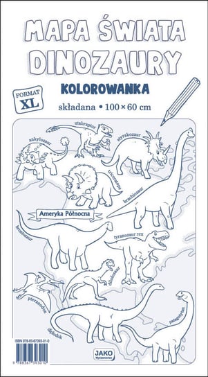 Jako, Malowanka, 1000x600, Mapa świata, Dinozaury Pbh Jako