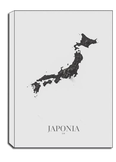 Japonia, mapa grafitowa - obraz na płótnie 60x80 cm Galeria Plakatu