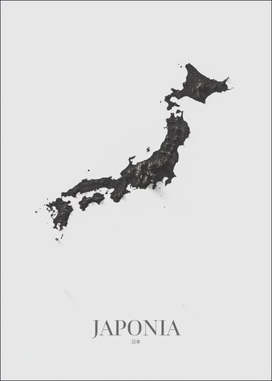 Japonia, mapa grafitowa - plakat 59,4x84,1 cm Galeria Plakatu