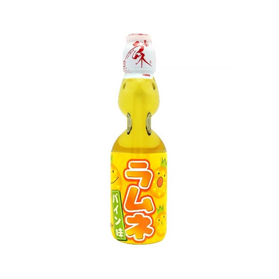 Japońska Kultowa Lemoniada Ramune o Smaku Ananasowym [Opakowanie typu Codd] "Japanese Lemonade Ramune Pineapple" 200ml Hatakosen Hatakosen