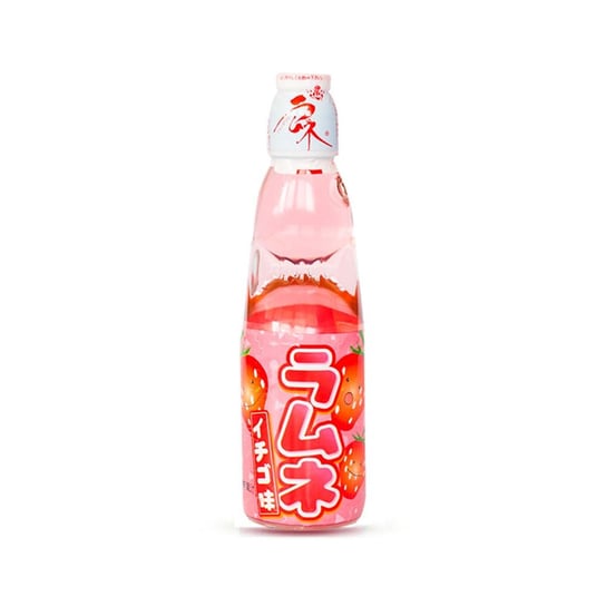 Japońska Kultowa Lemoniada Ramune o Smaku Truskawkowym [Opakowanie typu Codd] "Japanese Lemonade Ramune Strawberry" 200ml Hatakosen Hatakosen