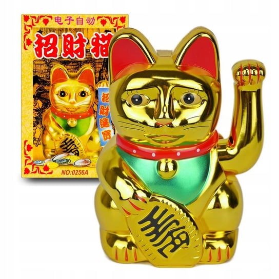 Japoński Kot Maneki-Neko Chiński Szczęścia Złoty AIG