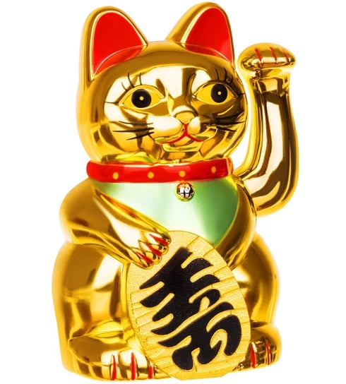 Japoński Kot Maneki-Neko Złoty Chiński 13 cm Szczęścia Symbol Bogactwa Artemis