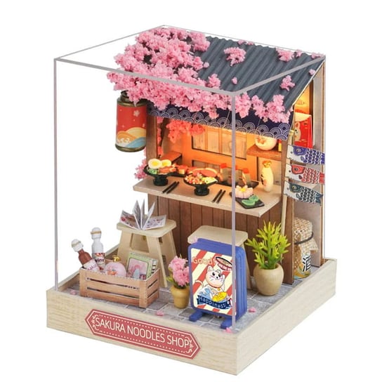 Japońskie bistro Miniaturowy domek DIY HABARRI sushi wiśnie sakura pierożki HABARRI
