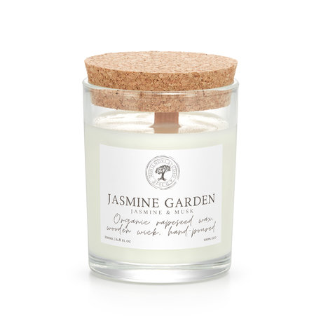 Jasmine Garden - naturalna świeca zapachowa - rzepakowa, drewniany knot, bez ftalanów 200ml NihilNovi Studio