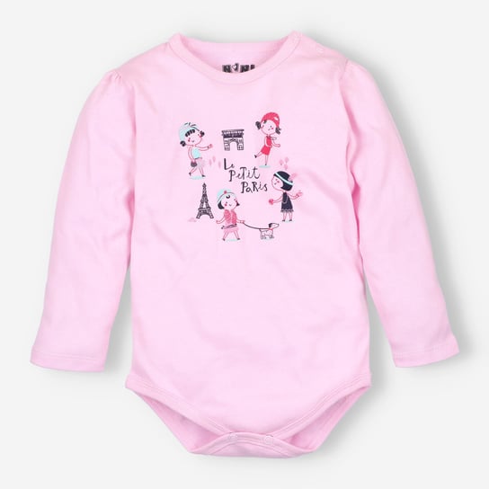 Jasno różowe body niemowlęce PARYŻANKA z bawełny organicznej dla dziewczynki-98 NINI