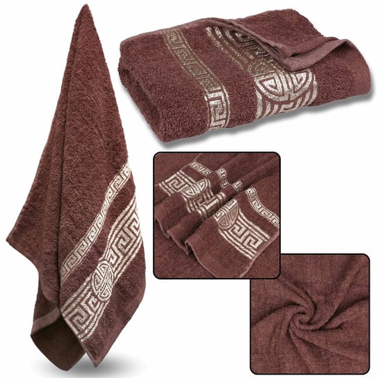 Jasnoburgundowy ręcznik bawełniany z ozdobnym haftem, egipski wzór 48x100 cm x1 RED