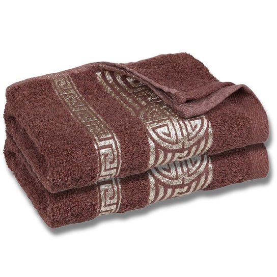 Jasnoburgundowy ręcznik bawełniany z ozdobnym haftem, egipski wzór 48x100 cm x2 RED