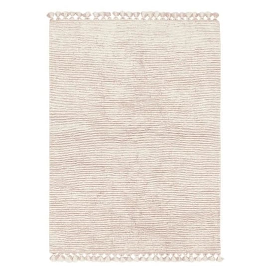 Jasnoróżowo-biały wełniany dywan z pomponowym wykończeniem - 80 x 140 cm Lorena Canals
