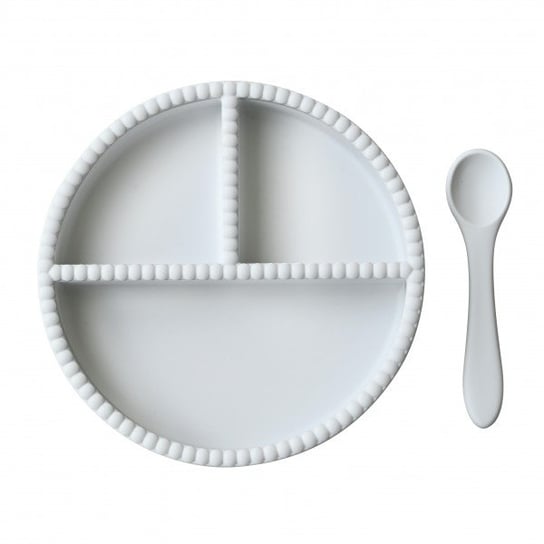 Jasnoszary zestaw jedzeniowy, talerz + łyżka JackOJuno Inna marka