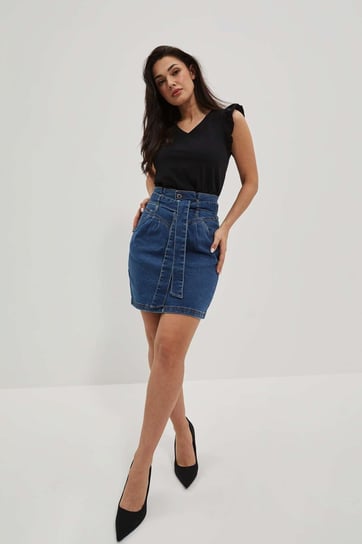 Jeansowa spódnica z wysokim stanem-XL Moodo