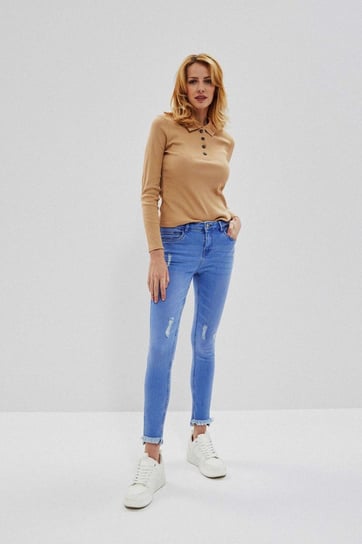 Jeansy medium waist z przetarciami-XXL Moodo