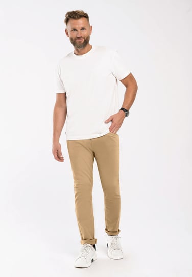 JEANSY MĘSKIE SLIM FIT BEŻOWE VOLCANO D-QUBE 29-32 VOLCANO