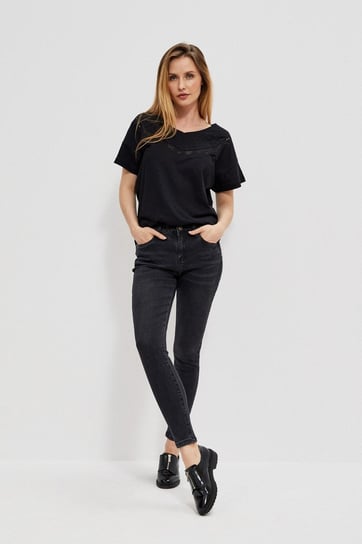 Jeansy skinny z przetarciami-XL Moodo