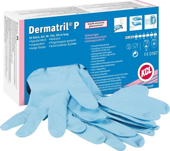 Jednorazowe rękawice nitrylowe DERMATRILL 743 1 para Inna marka