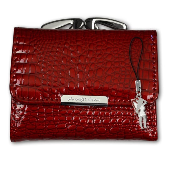 Jennifer Jones Skórzany damski mini portfel czerwony ochrona RFID OPJ119R Jennifer Jones