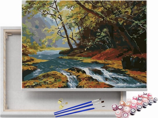 Jesienny pejzaż z potokiem - Malowanie po numerach Beliart