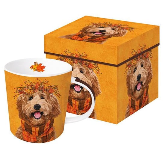 Jesienny Pies Kubek Porcelanowy w Ozdobnym Pudełku 350 ml PPD