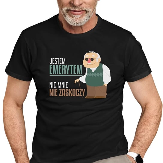 Jestem emerytem, nic mnie nie zaskoczy - męska koszulka na prezent dla emeryta Koszulkowy