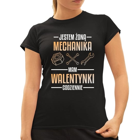 Jestem żoną mechanika, mam walentynki codziennie - damska koszulka na prezent Koszulkowy