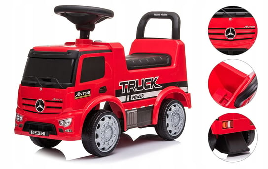 Jeździk Chodzik Mercedes Actross Ciężarówka Led Czerwony Autko Na Prezent Oryginał Inna marka