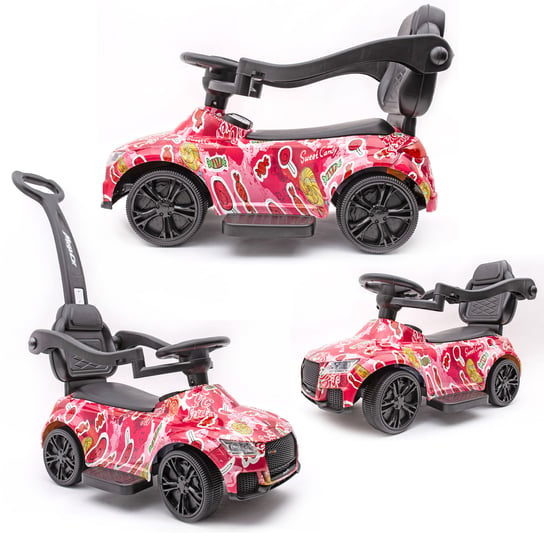 Jeździk chodzik pchacz TTRS w stylistyce sportowego raodster, różowy Joy4Kids