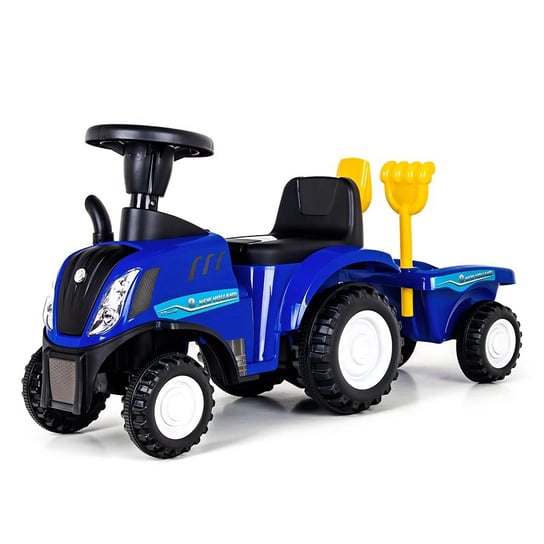 Jeździk Pchacz Traktor Z Przyczepą New Holland T7 - Niebieski Sapphire