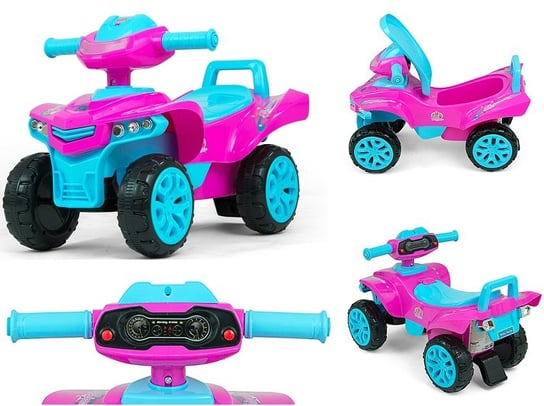 JEŹDZIK QUAD samochód odpychacz pojazd do siadania monster różowo-niebieski PakaNiemowlaka