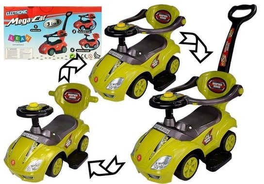 Jeździk z Pchaczem Mega Car 3w1 Żółty Lean Toys