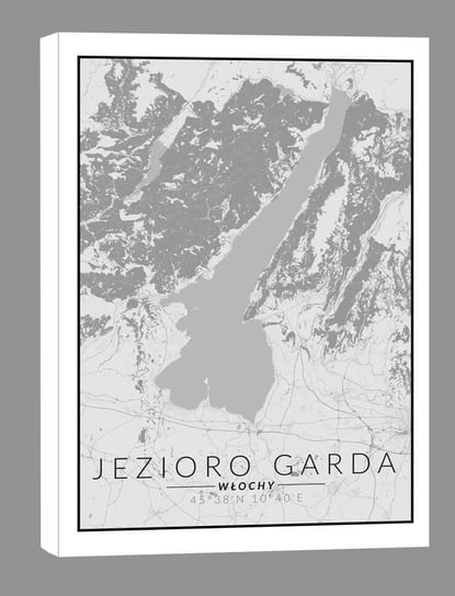 Jezioro Garda, Włochy mapa czarno biała - obraz na płótnie 20x30 cm Inna marka